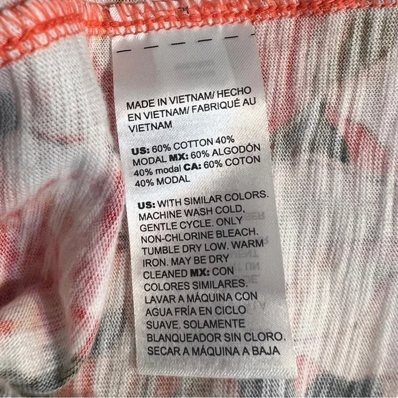 Chico’s Women’s Cotton-Blend Slub Floral-Print Tee Coral Size 1 (Medium) - Picture 5 of 9